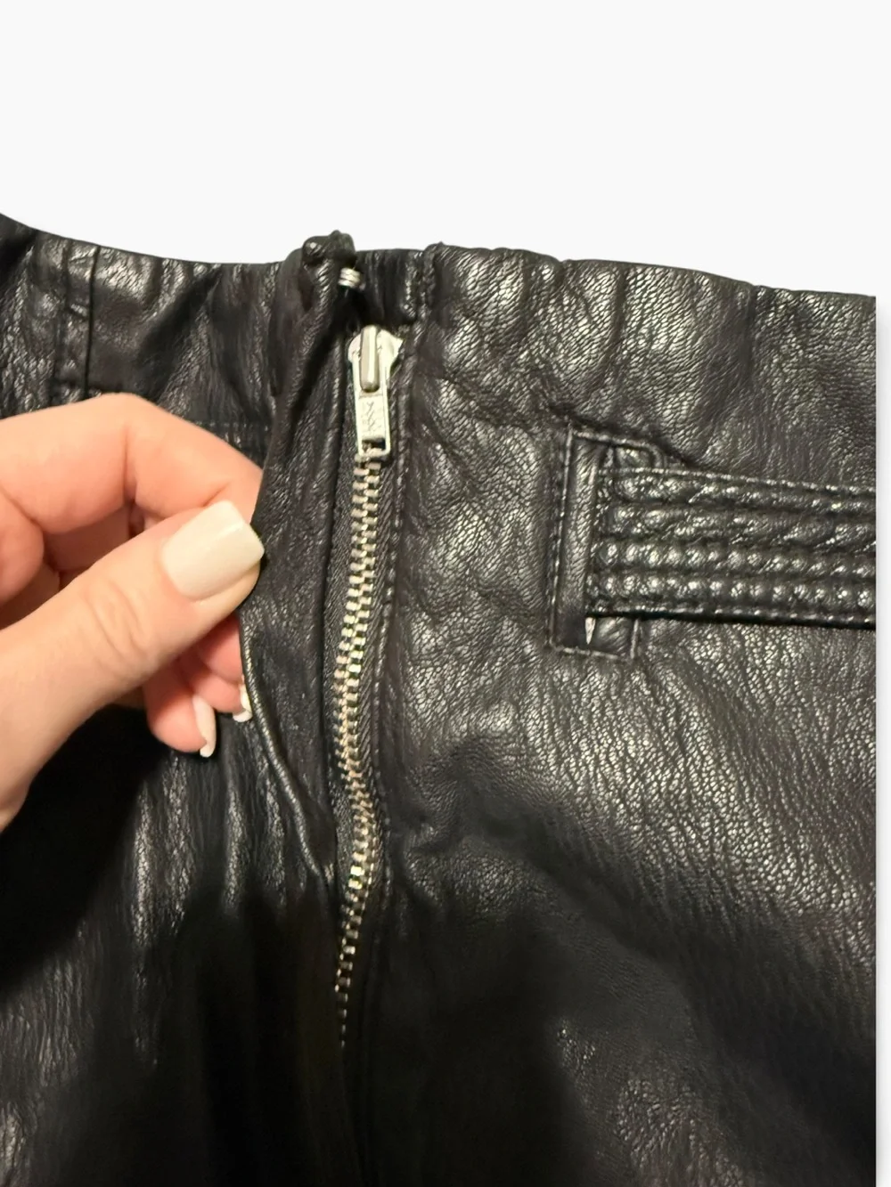 Free People Payton Paperbag Faux Leather Mini Skirt Black Size 6